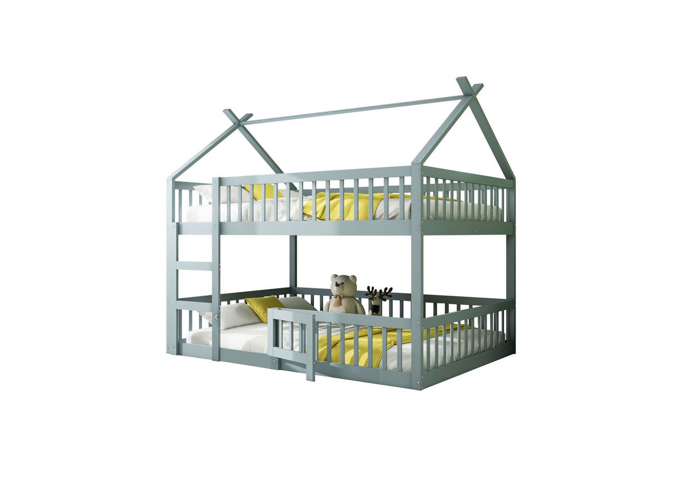 OKWISH Etagenbett Gästebett, Kinderbett mit Treppe, Loft Design (Etagenbett-Rahmen 140x200 cm), ohne Matratze von OKWISH