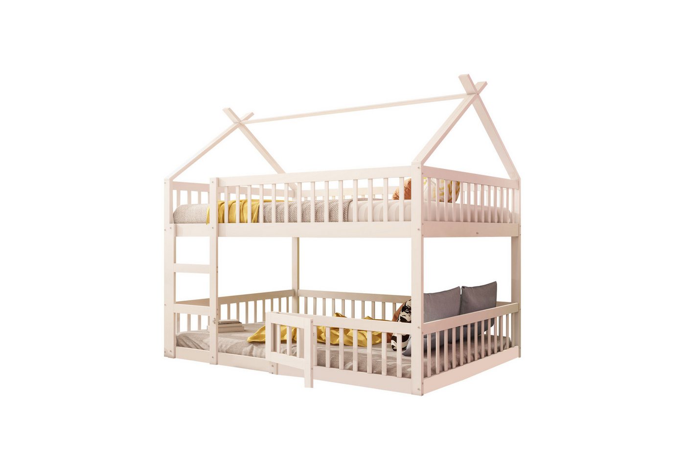 OKWISH Etagenbett Gästebett, Kinderbett mit Treppe, Loft Design (Etagenbett-Rahmen, 140x200 cm), ohne Matratze von OKWISH