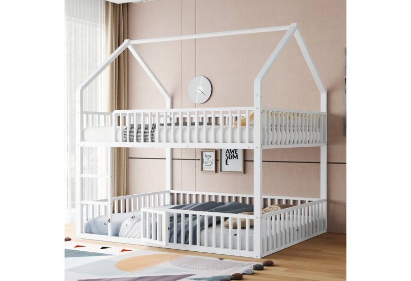 OKWISH Etagenbett Kinderbett (mit Treppe, Unterbett mit Tür & Hochbett-Design, 140x200 cm), ohne Matratze von OKWISH
