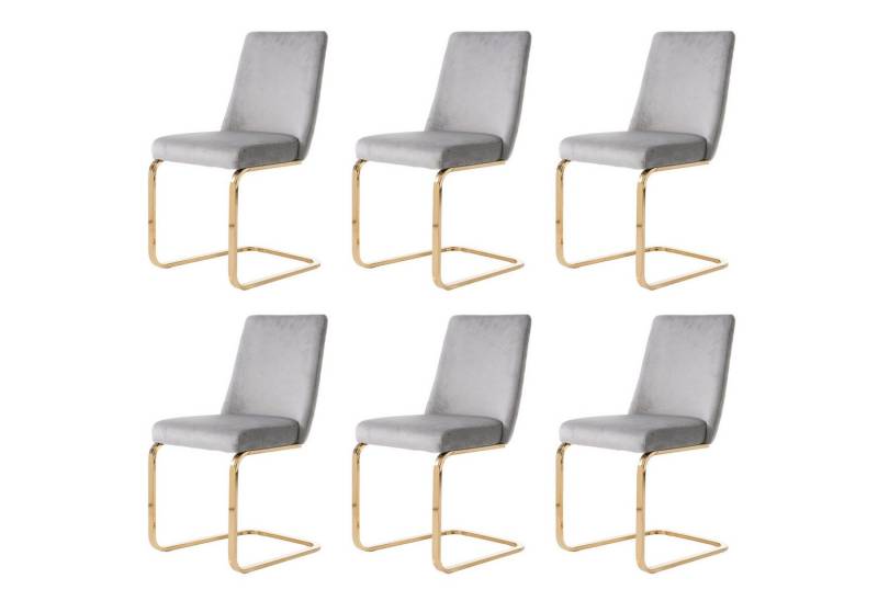 OKWISH Freischwinger Polsterstuhl (6 St), Esszimmerstühle Schwingstühle Samt, Metallbeine von OKWISH