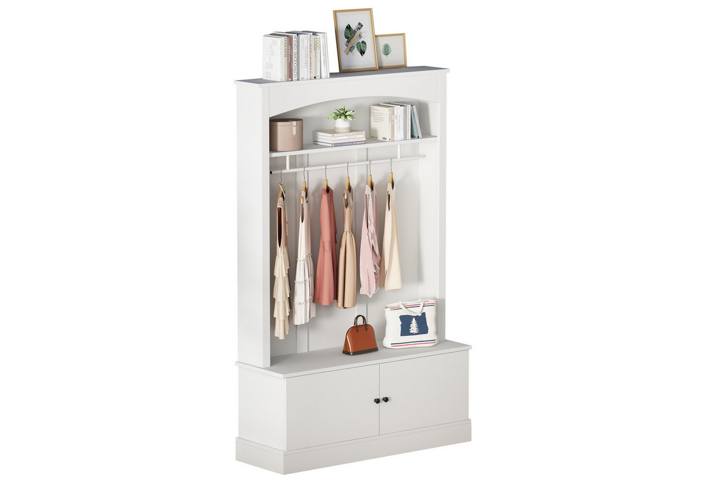 OKWISH Garderoben-Set Garderobenständer mit Schuhbank, (Eingangsschrank, Kleiderschrank, Wandhängeschrank, 1-St., 120*40*190cm), freistehend, platzsparend von OKWISH