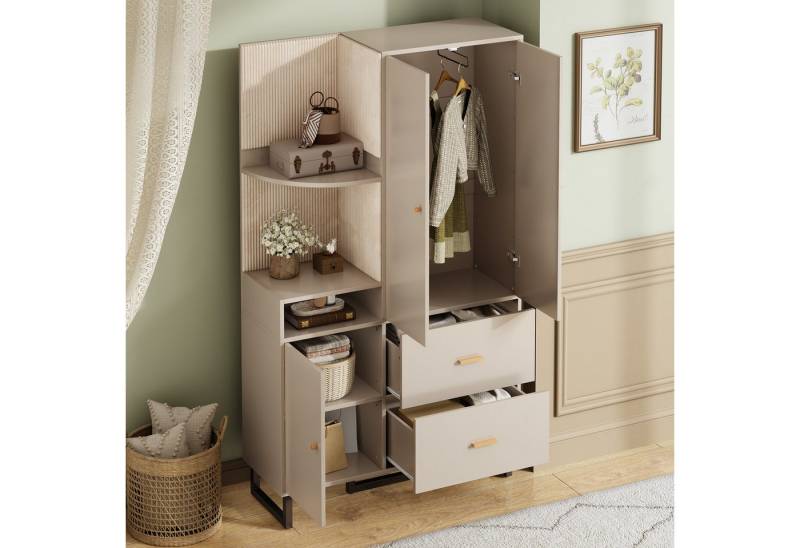 OKWISH Garderoben-Set Kompaktgarderoben aus MDF, (Eingangsschrank, Flurgarderobe, 1-St., 110x186x38 cm), mit gepolsterten Paneelen Schuhschrank von OKWISH