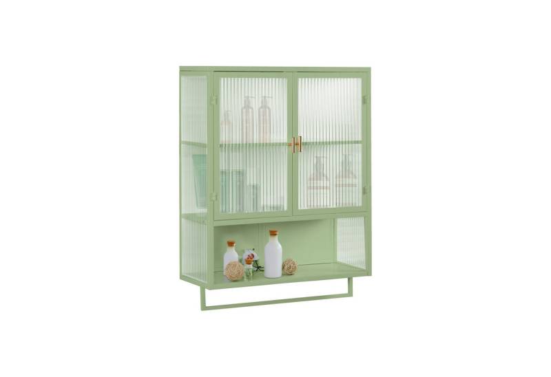 OKWISH Hängeschrank Wandmontierte 60CM Wandschrank mit Flügeltüren und Regal (Aktenschrank Stauraumschrank Hängevitrine, Zwei-Tier-Schranksystem mit Handtuchhalter, ideal für Badezimmer, Küche, Wohnzimmer) von OKWISH