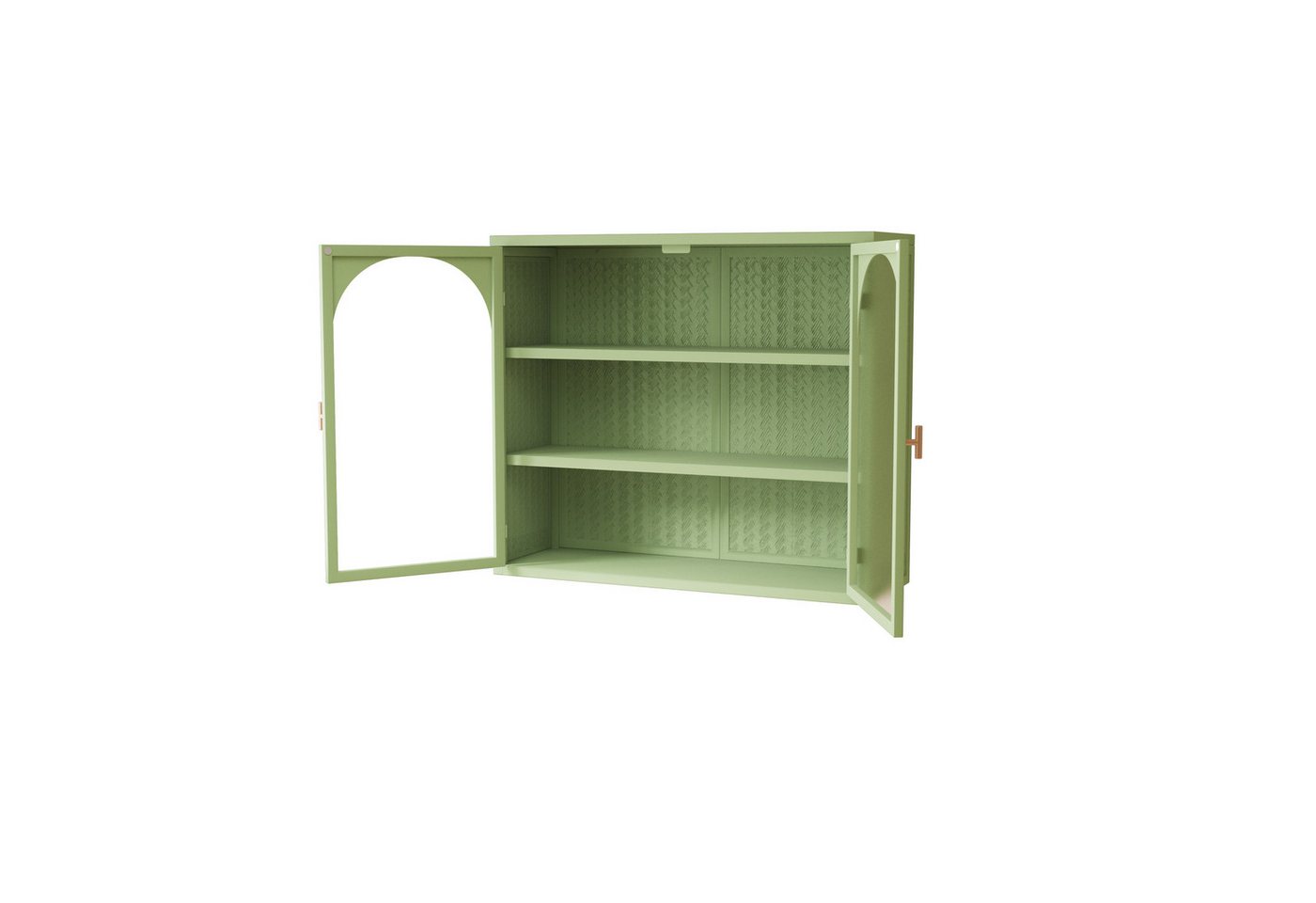 OKWISH Hängeschrank Wandschrank Stauraumschrank, 70 cm Wandhängender Schrank (Hängevitrine mit Glastüren und gewebtem Muster, 3 Ebenen, platzsparend, Für Wohnzimmer, Badezimmer und Flur) Tragkraft: 5 kg pro Ebene von OKWISH