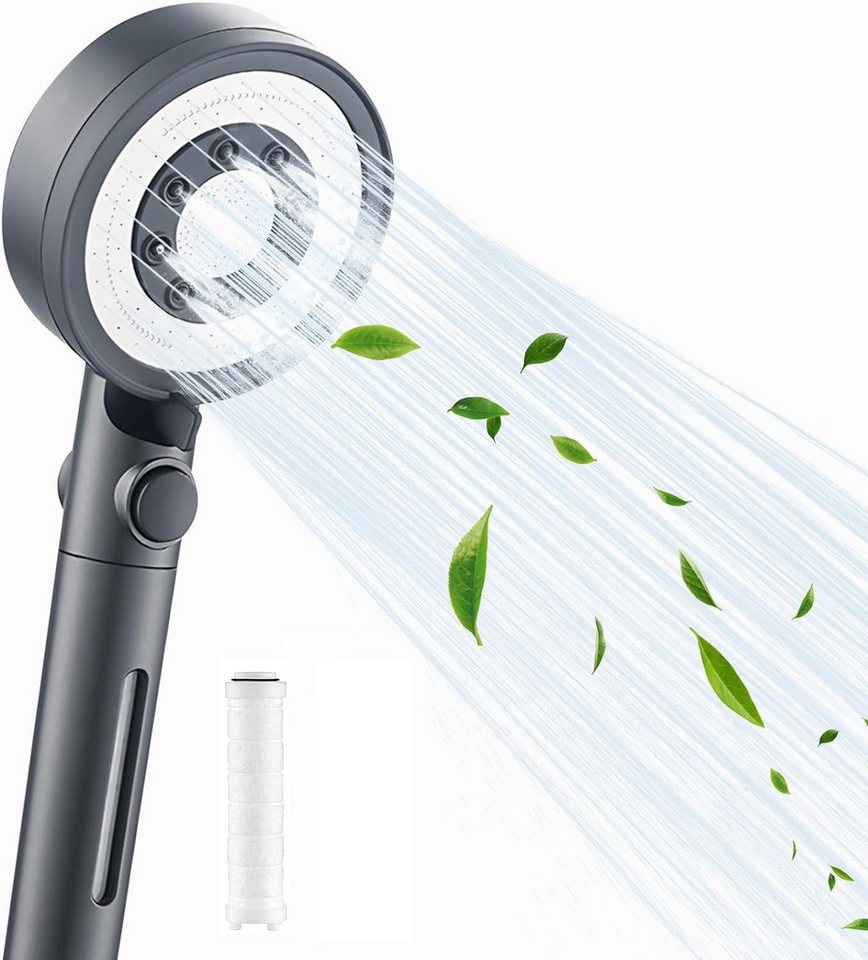 OKWISH Handbrause Duschkopf Sparduschkopf Regendusche Brausekopf Duschbrause, (nur Kopf ohne Schlauch, 1-tlg., Wassersparend Hochdruck Druckerhöhende), 5 Strahlarten mit Filter und One-Touch-Wasserstopp Stoppfunktion von OKWISH