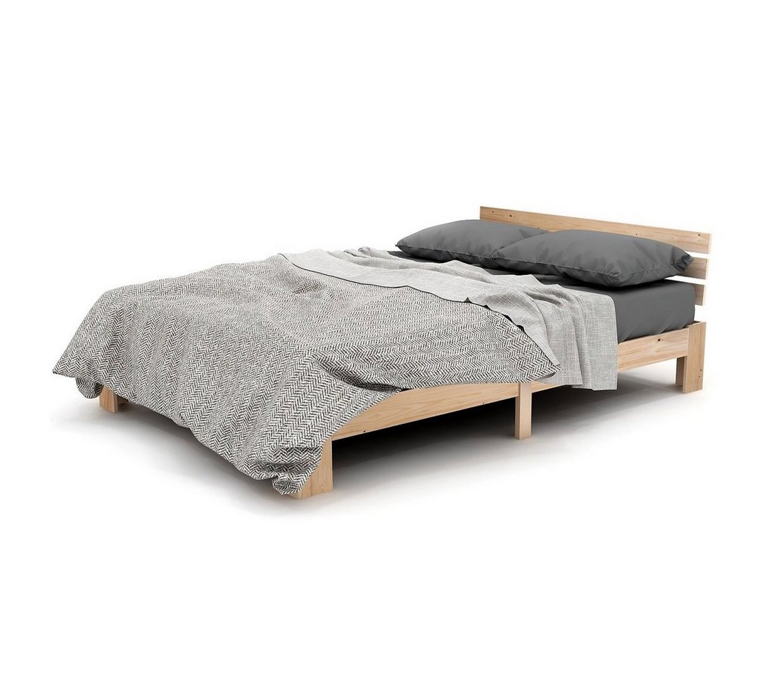 OKWISH Holzbett Massivholzbett, Jugendbett (ohne Matratze Massiv Massivholz Kieferbett 140x200 cm) von OKWISH