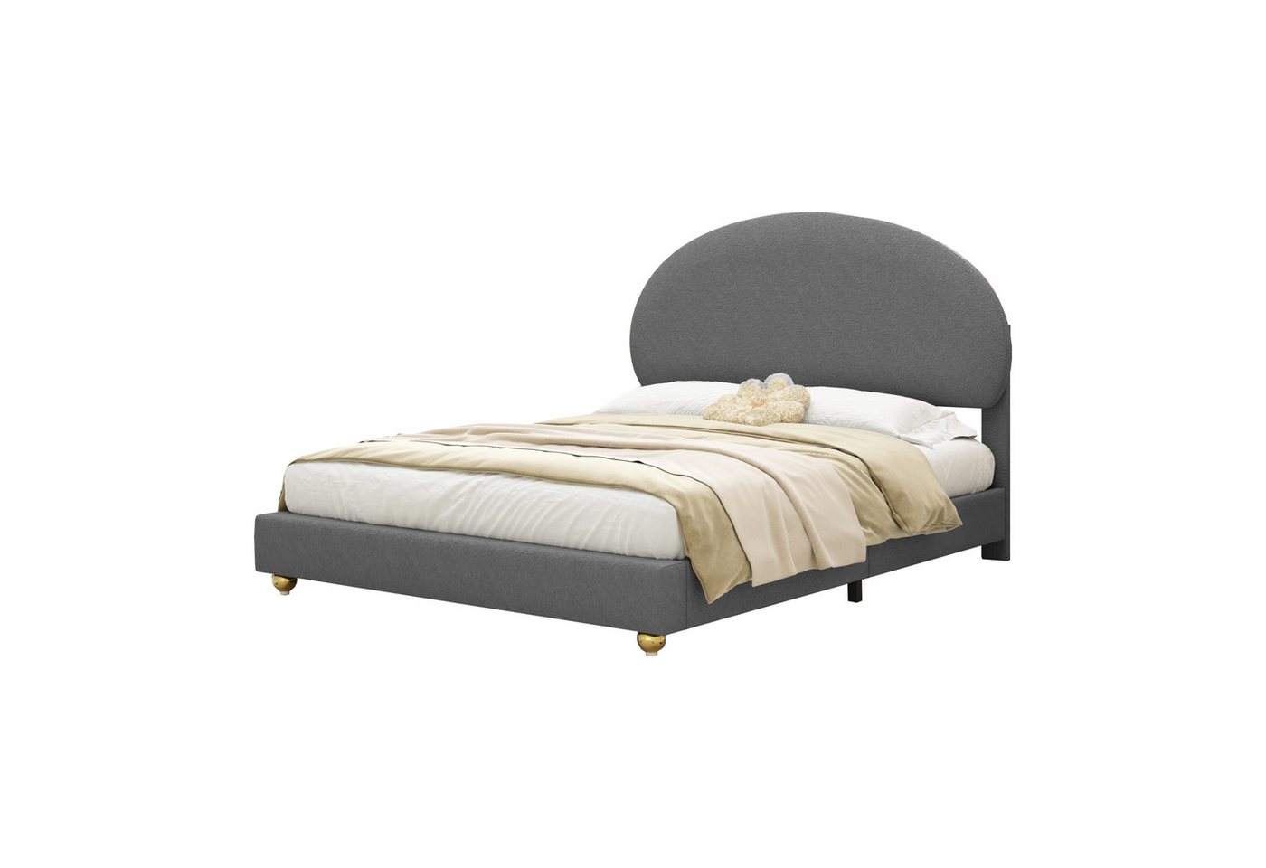 OKWISH Kinderbett Polsterbett Gästebett (Doppelbett mit bogenförmigem Kopfteil und Lattenrost, 140 x 200 cm), ohne Matratze von OKWISH