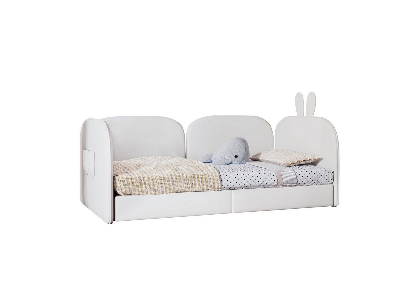 OKWISH Kinderbett Polsterbett Tagesbett Gästebett (Kaninchen Kopfteil Sofa Polsterbett,Samt, 90x200cm, 3 Seiten eingeschlossen, Daybed), ohne Matratze von OKWISH