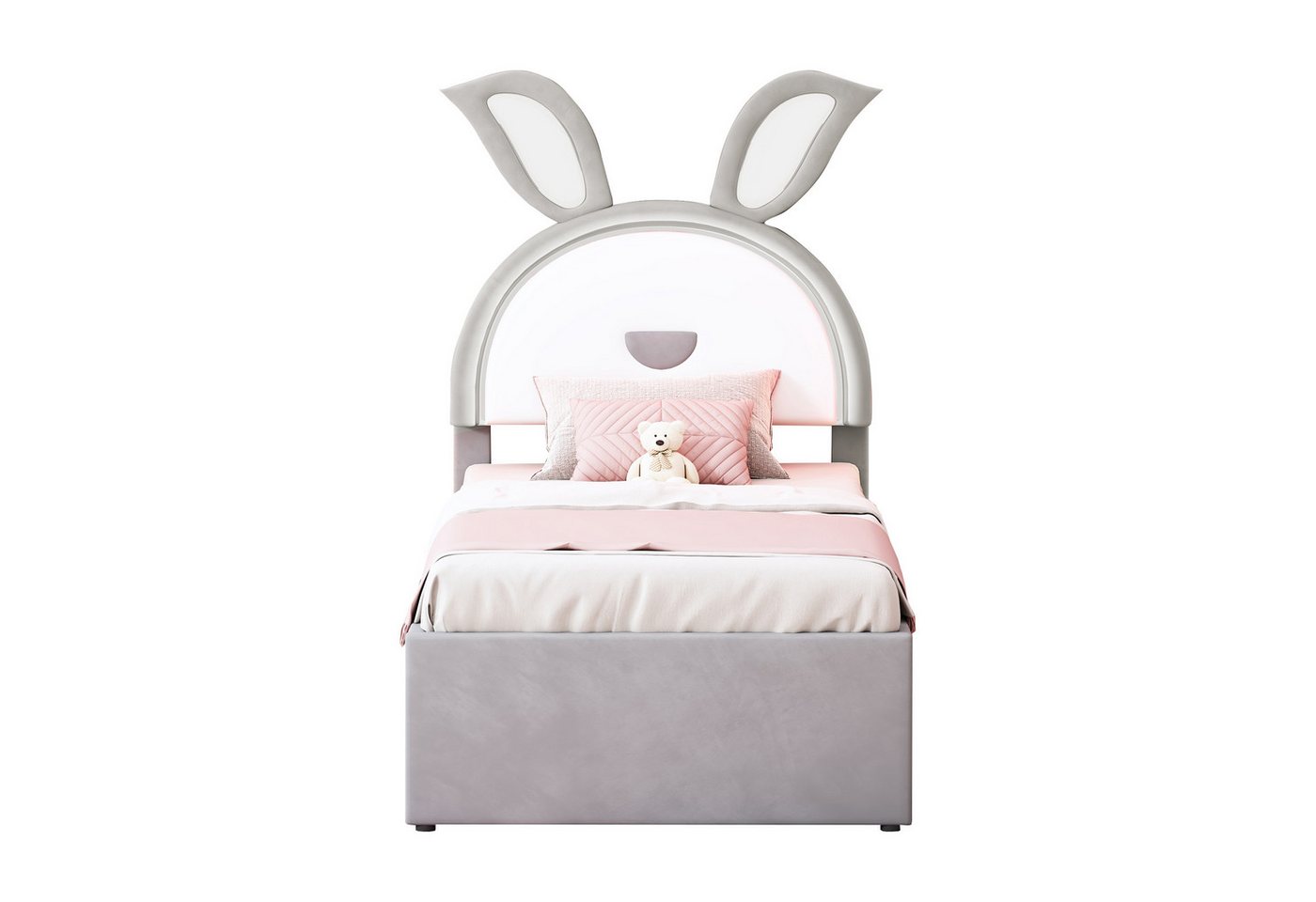 OKWISH Kinderbett Stauraumbett Gästebett Bett Polsterbett (Samtstoff Multifunktionales gepolstertes Einzelbett-Schlafsofa, mit ausziehbarem Bett, Stauraumschublade und farbwechselndem LED-Licht), ohne Matratze, 90 x 200 cm von OKWISH