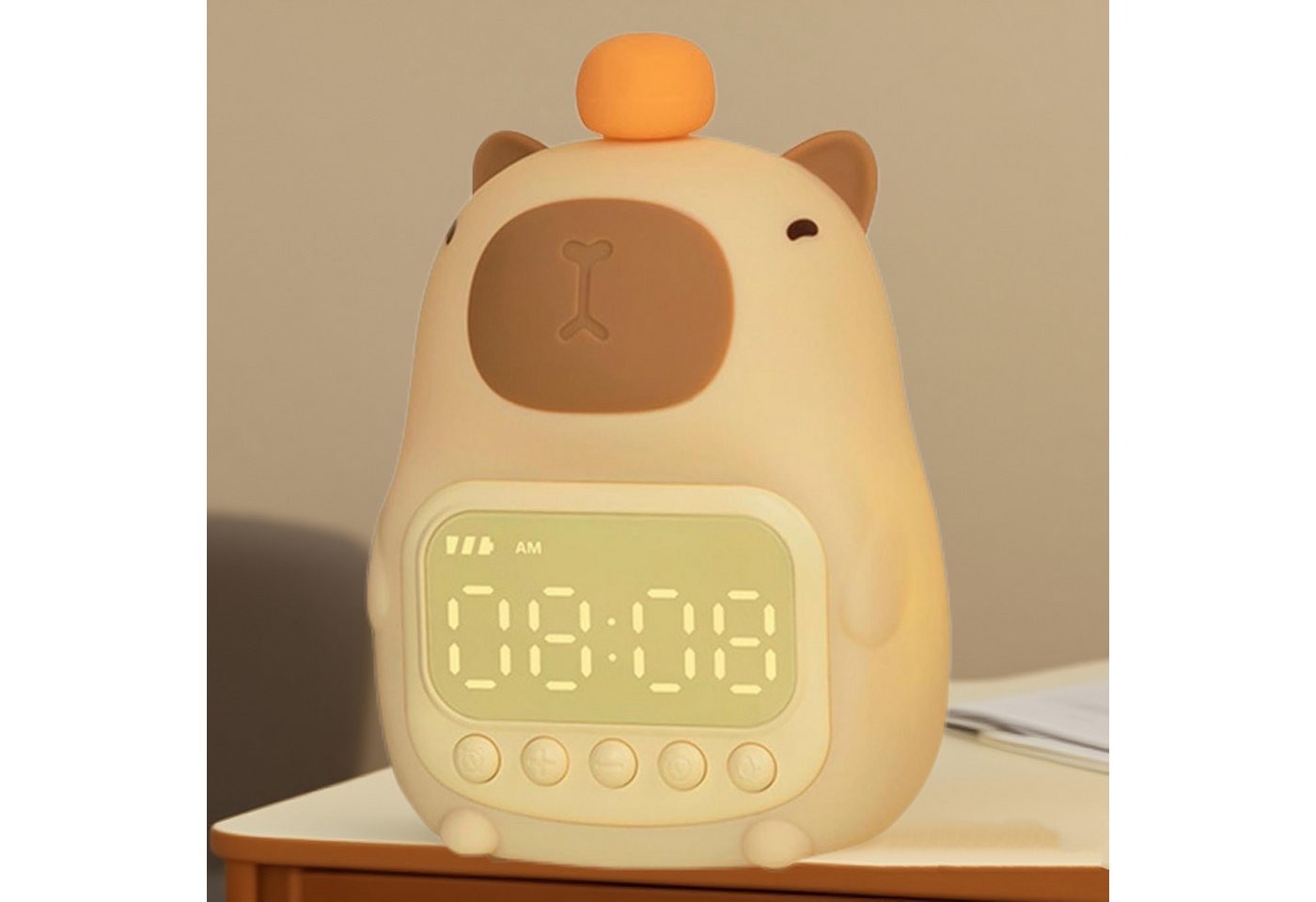 OKWISH Kinderwecker Digitalwecker Nachtlicht Schlummerwecker Silikonwecker mit 2 Weckzeiten Schlummerfunktion 7 Farben wiederaufladba von OKWISH