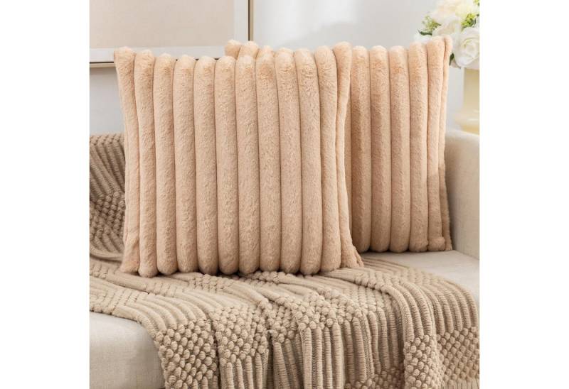 OKWISH Kissenbezüge 2er Set Flauschig Plüsch Deko Dekokissen Sofakissen Zierkissenbezüge, (2 Stück), 45x45cm Sofakissen Couchkissen Bezug Sofa Schlafzimmer Reißverschluss von OKWISH