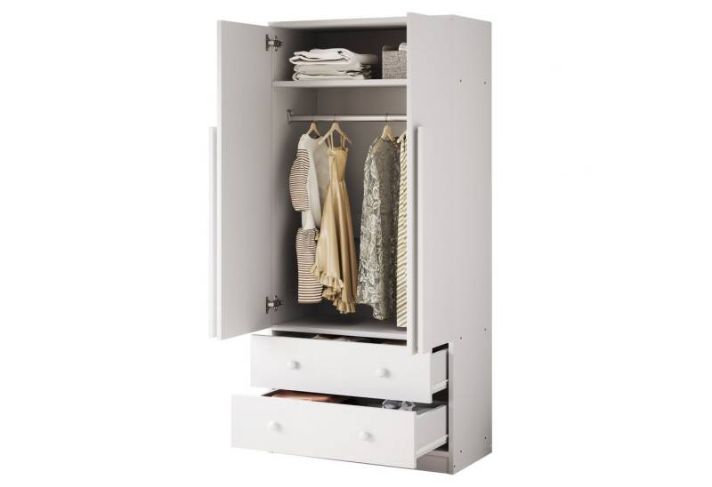 OKWISH Kleiderschrank Doppeltüren-Design,Schrank mit Schubladen und Ablagefächern (Kleiderschrank 70x40x170 cm mit Doppeltüren, 2 Schubladen & Ablagefächern., 70x40x170 cm) von OKWISH