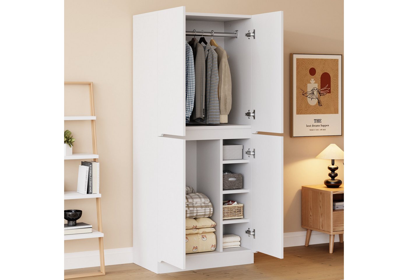 OKWISH Kleiderschrank Schrank (Doppeltür mit Stauraum für Kleidung & Accessoires, Modernes Design, 70 x 40 x 170 cm) von OKWISH