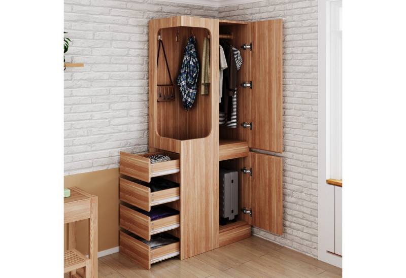 OKWISH Kleiderschrank Schrank (mit 4 Schubladen & offenem Hängefach, 1 Tür, 70×40×170 cm) von OKWISH