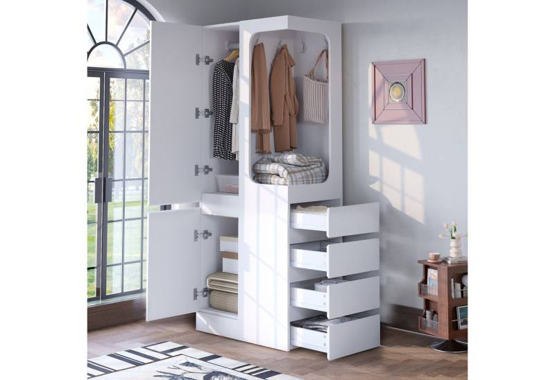 OKWISH Kleiderschrank Schrank (mit 4 Schubladen & offenem Hängefach, 1 Tür, 70×40×170 cm) von OKWISH