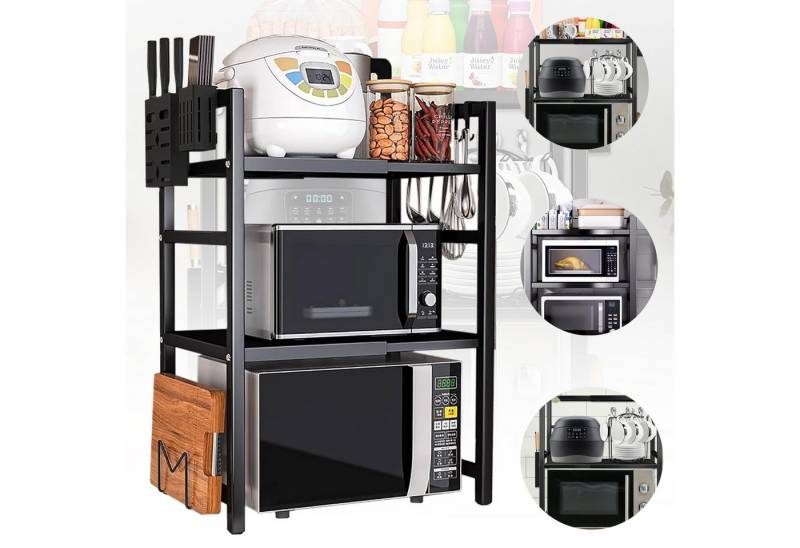 OKWISH Küchenregal Mikrowellenregal Bäckerregal Gewürzregal mit 6 Haken, 1-tlg., Füße für Küche Kleiderschrank Bad Garage Büro OKWISH Küchenregal Mikrowellenregal Bäckerregal Gewürzregal mit 6 Haken, 1-tlg., Füße für Küche Kleiderschrank Bad Garage Büro von OKWISH