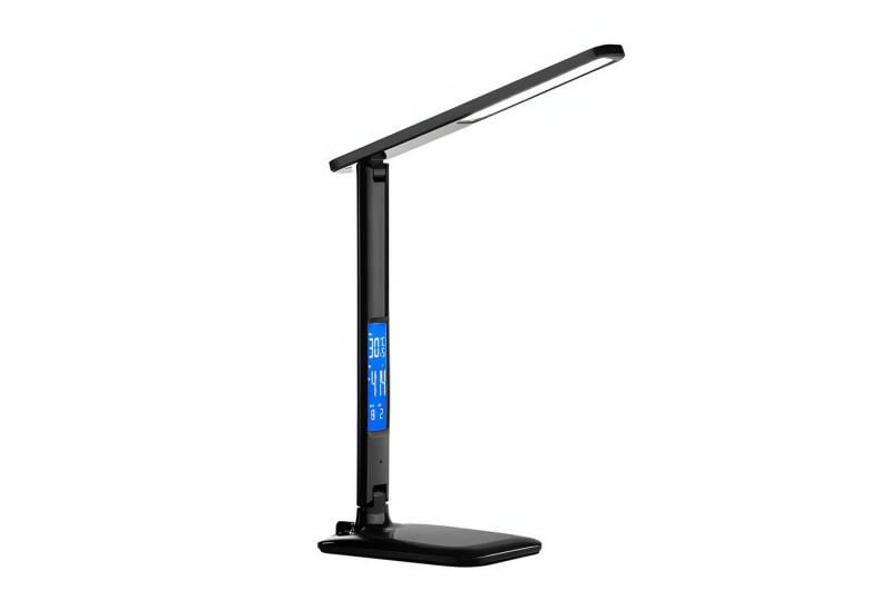 OKWISH LED Schreibtischlampe Nachttischlampe Tischlampe Tisch Lampe Leuchte Schlafzimmer USB-Ladung, Ladestation für Handy, LED fest integriert, 3 Farbtemperaturen, verstellbar 5 Helligkeitsstufen Kalender Wecker wireless Ladestation von OKWISH