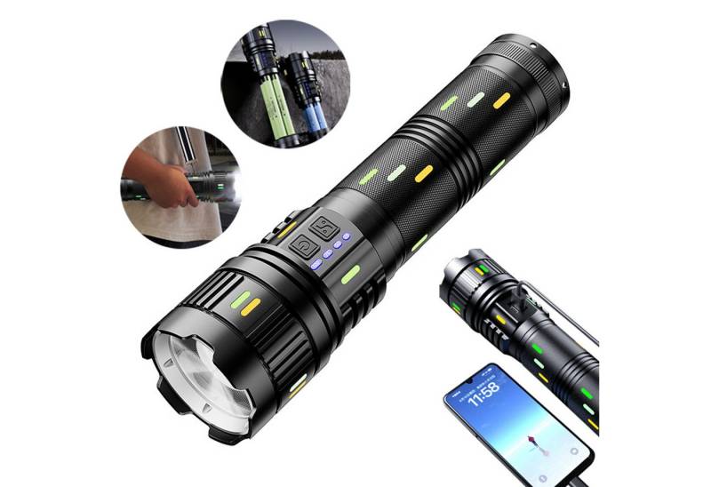 OKWISH LED Taschenlampe LED Aufladbar Handlampe Superhelle Outdoor-Leuchte 9000 Lumen (aus Aluminium mit 4x181350A Lithiumbatterie LCD Anzeige, 1-St., 7 Lichtmodi Powerbank-Funktion USB Aufladbar IPX67 Wasserdicht), ideal für Camping Notfälle Werkstatt von OKWISH