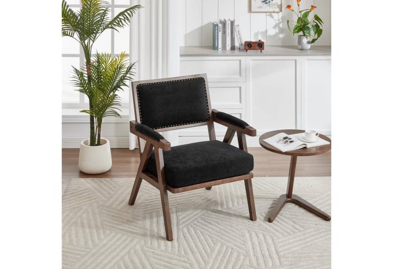 OKWISH Loungesessel Esszimmerstuhl Polsterstuhl (mit Armlehnen und Holzrahmen, verdicktem Sitzkissen, robust bis 250kg) von OKWISH