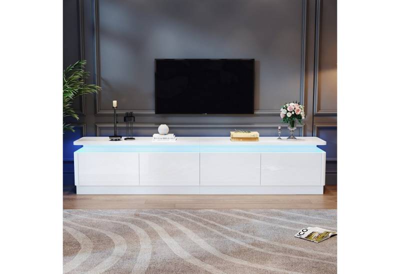 OKWISH Lowboard Mit ferngesteuerten LED-Lichtstreifen (Fernsehschrank, TV-Ständer, 1 St., mit 4 schubladen), Hochglanz, für Fernseher um 80 Zoll von OKWISH