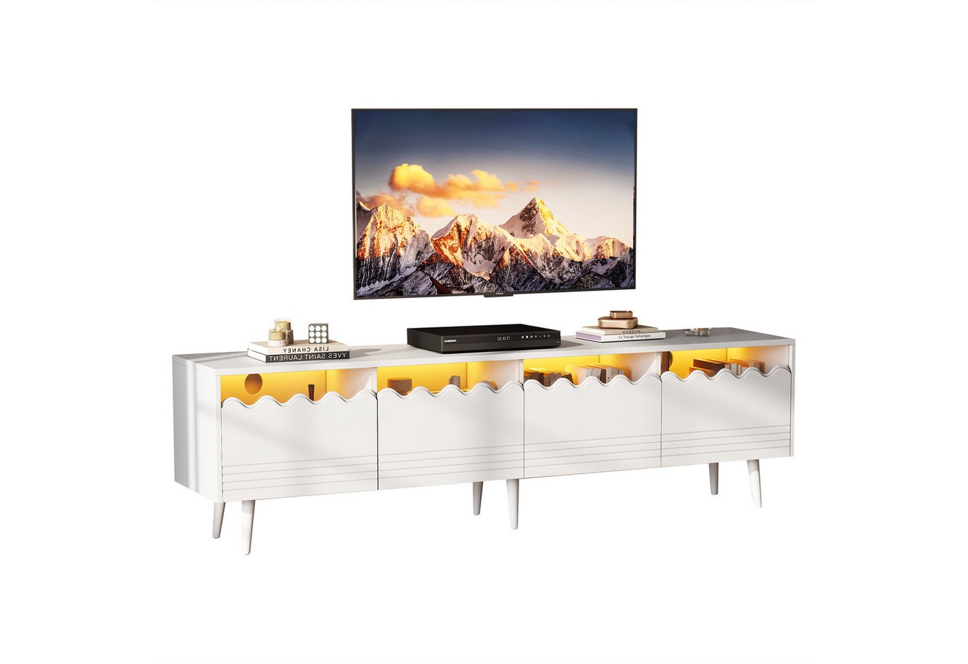 OKWISH Lowboard bis zu 75 Zoll (Wohnzimmermöbel, Fernsehtisch, 1 St., mit 2 Schubladen und 2 Schränken), 176*38*45cm TV-Board mit 6 Stützbeinen von OKWISH