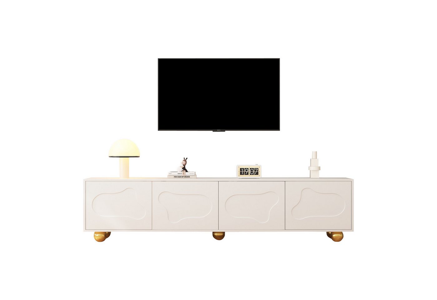 OKWISH Lowboard in Wolkenform, für 75-Zoll TV (TV-Entertainment-Center, Cartoon-Fernsehschrank, 1 St., mit 2 Schränken, 5 Stützbeinen), 180*40*45cm, Tragkraft bis 60 kg von OKWISH
