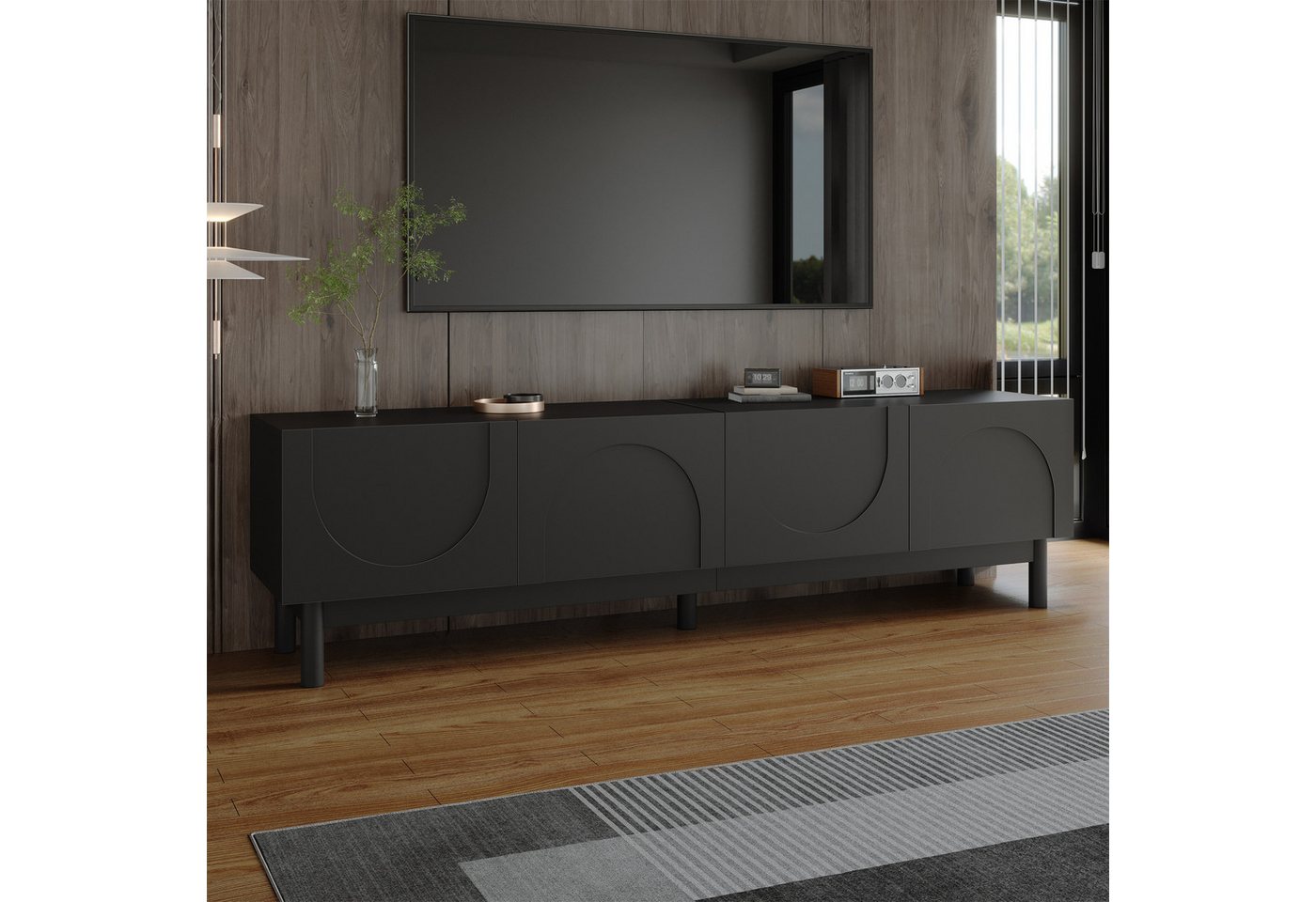 OKWISH Lowboard mit gewölbten, wellenförmigen Türen (Fernsehschrank, Wohnzimmermöbel, 1 St., 169x 34 x 45,5cm), mit stabilisierenden Beinen von OKWISH