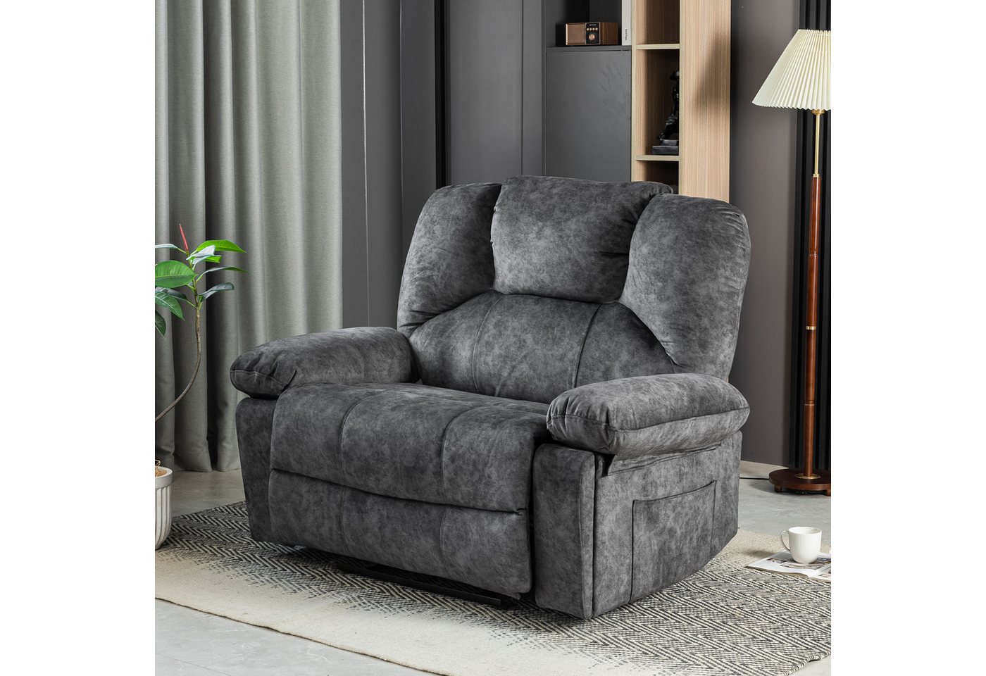 OKWISH Massagesessel TV-Sessel,Relaxsessel (2 Becherhalter, 2 Seitentaschen), mit Massage- und Heizfunktion, 115*68*105cm von OKWISH