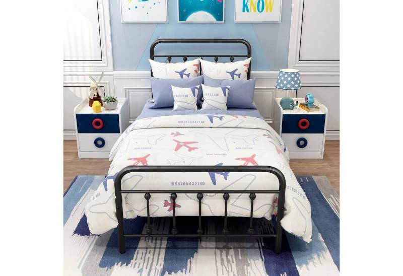 OKWISH Metallbett Bett Tagesbett Eisenbett Doppelbett (Modern Gästebett Jugendbett, Bettrahmen Metallbett Bettgestell aus Metall mit Lattenrost), ohne Matratze von OKWISH