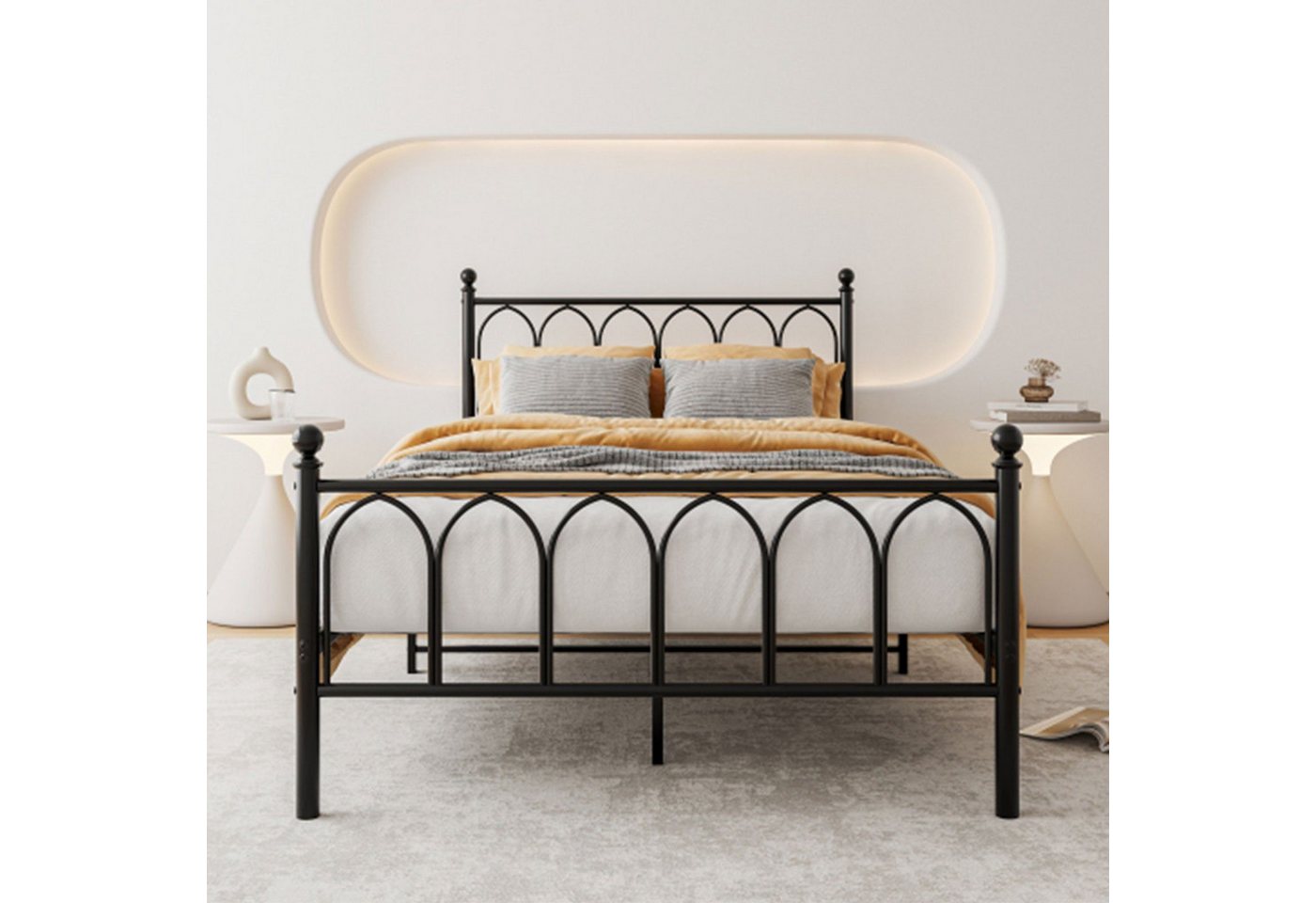 OKWISH Metallbett Metallbett Einzelbett Jugendzimmer mit Lattenrost ohne Martatze (1-tlg), 90x200cm Ohne-Matratze von OKWISH