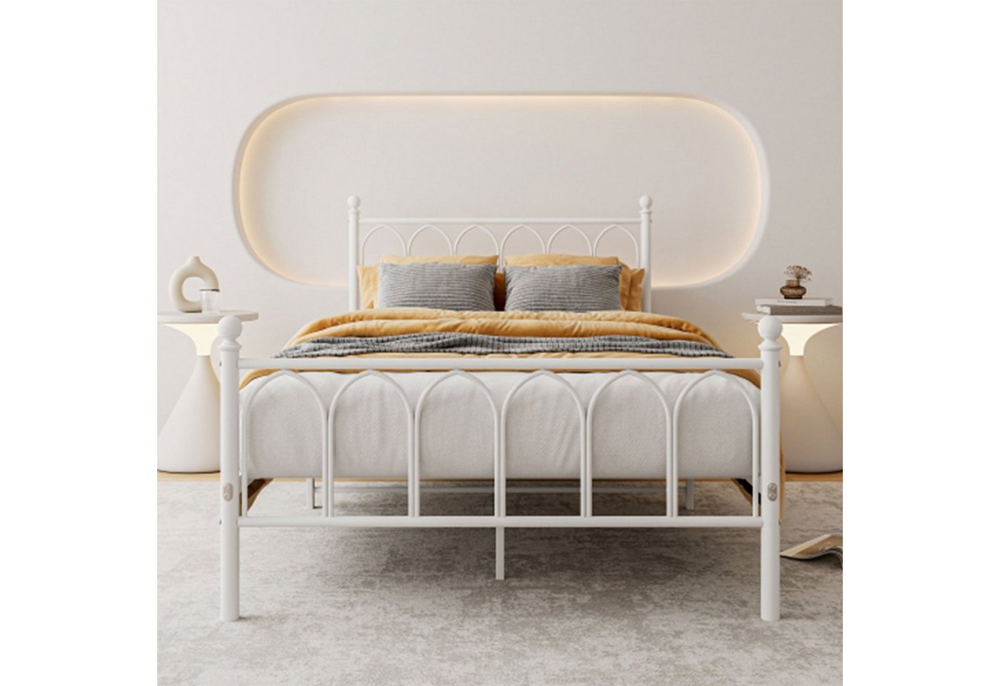 OKWISH Metallbett Metallbett Einzelbett Jugendzimmer mit Lattenrost ohne Martatze (1-tlg), 90x200cm Ohne-Matratze von OKWISH