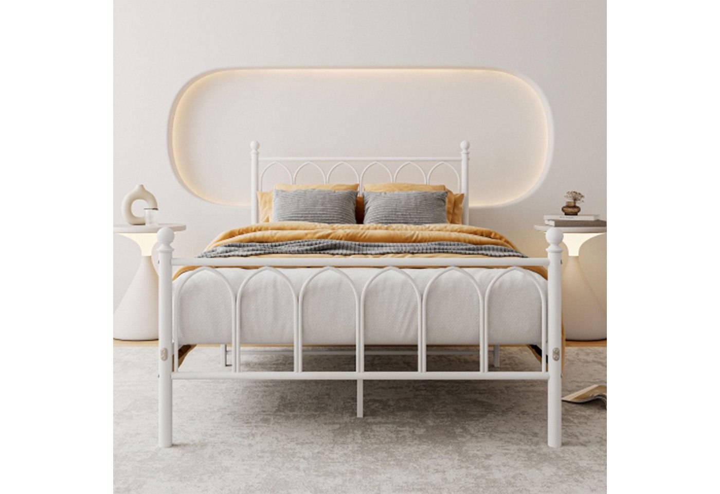 OKWISH Metallbett Metallbett Einzelbett Jugendzimmer mit Lattenrost ohne Martatze (1-tlg), 90x200cm Ohne-Matratze von OKWISH