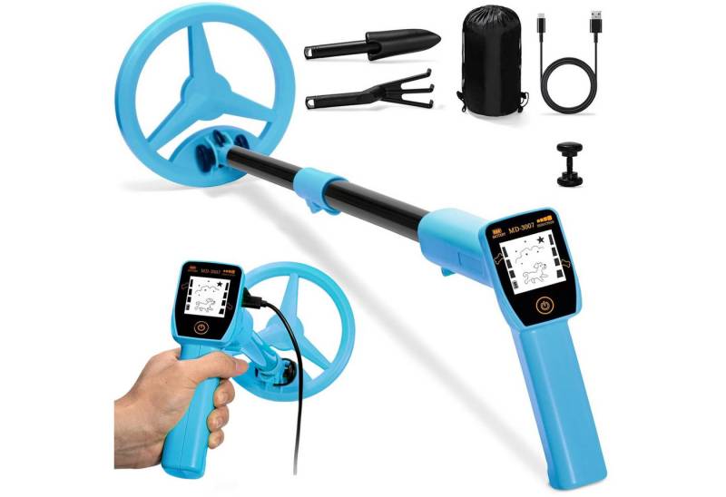 OKWISH Metalldetektor Kinder Metalldetektoren mit LCD Display, einstellbarem Griff wasserdichter Suchspule für Strand Park Garten von OKWISH