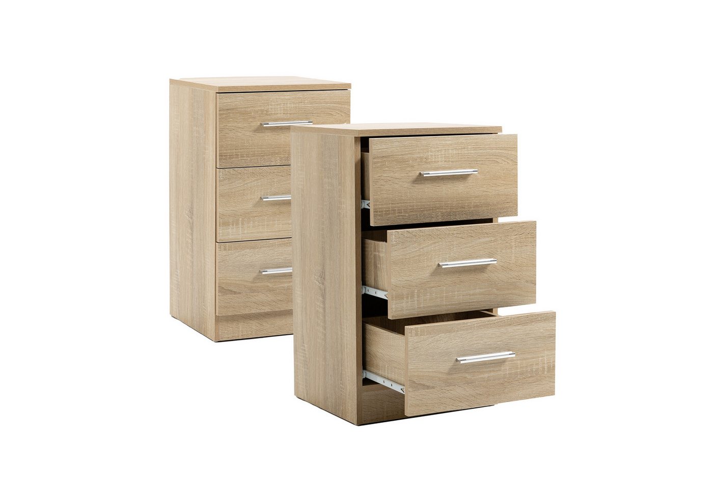 OKWISH Nachttisch Nachtschrank,achttisch,mit 3 Schubladen (Nachttische 2er Set aus Spanplatte – Nachtkommode mit 3 Schubladen und Metallgriffen., 37,6 x 35,2 x 65,5 cm) von OKWISH