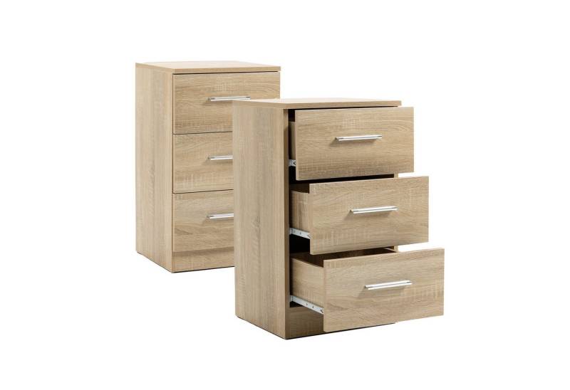OKWISH Nachttisch Nachtschrank,achttisch,mit 3 Schubladen (Nachttische 2er Set aus Spanplatte – Nachtkommode mit 3 Schubladen und Metallgriffen., 37,6 x 35,2 x 65,5 cm) von OKWISH