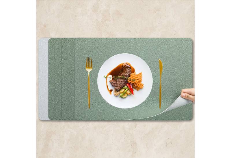OKWISH Platzset Tischset-Set mit Untersetzern Tischunterlage Platzdeckchen, (6 Tischsets und 6 Untersetzer praktische Nutzung als Mauspad, Doppelseitig verwendbar hwasser- und schmutzabweisend), pflegeleicht ideal für Esstisch Küche Büro und Hotel von OKWISH