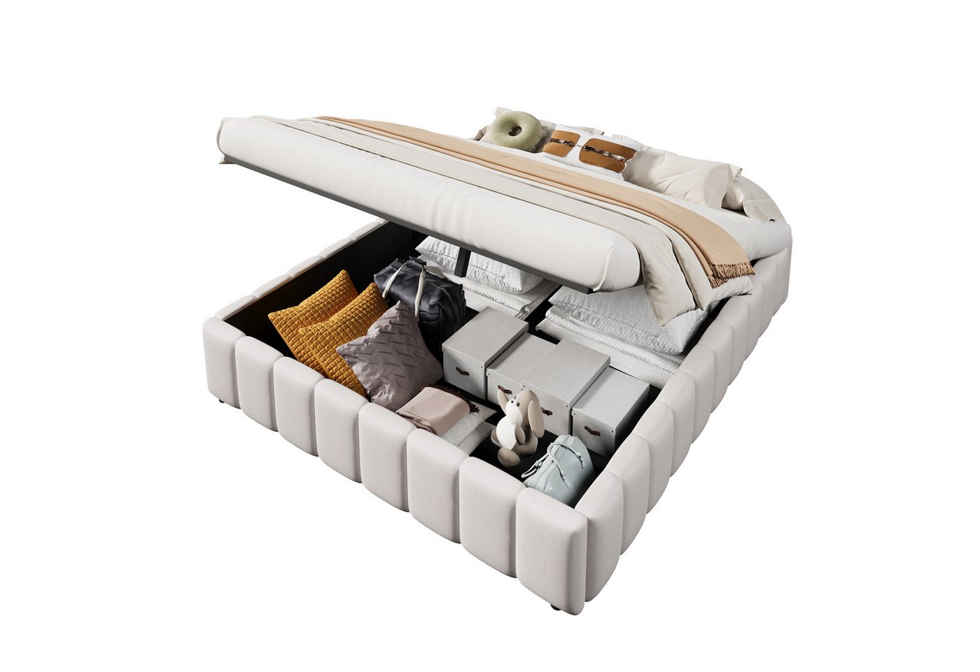 OKWISH Polsterbett Funktionsbett,Kinderbett,Jugendbett,Gästebett (Polsterbett,mit hydraulischer Lagerung – Minimalistisches Design ohne Kopfteil, umweltfreundliches Leinen & MDF, praktischer Stauraum für Schlafzimmer & Jugendzimmer, einfache Montage, 140x200 cm), mit Matratze OKWISH Polsterbett Funktionsbett,Kinderbett,Jugendbett,Gästebett (Polsterbett,mit hydraulischer Lagerung – Minimalistisches Design ohne Kopfteil, umweltfreundliches Leinen & MDF, praktischer Stauraum für Schlafzimmer & Jugendzimmer, einfache Montage, 140x200 cm), mit Matratze von OKWISH