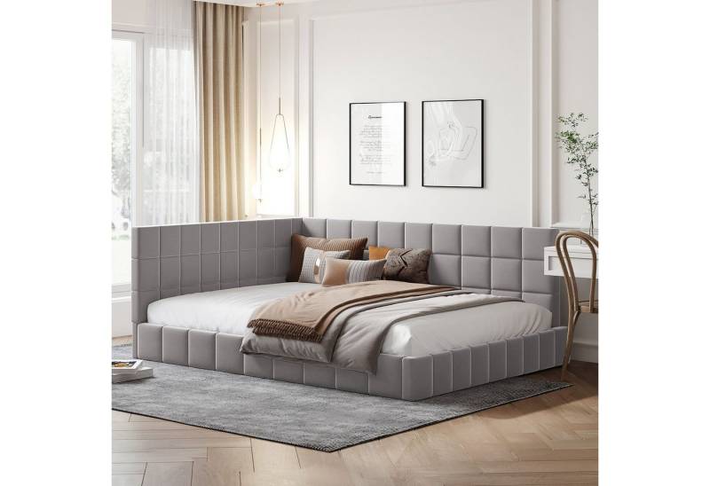 OKWISH Polsterbett Funktionsbett Gästebett Stauraumbett Schlafsofa Multifunktionsbett (mit Lattenrost aus hautsympathischem Samtstoff 140*200cm), Ohne Matratze von OKWISH