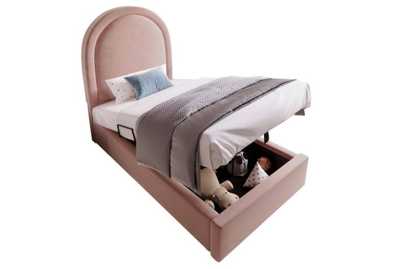 OKWISH Polsterbett Hydraulisch mit Bettkasten (Struraumbett, Funktionsbett, 1-tlg., 90 x 200 cm, mit Matratze), mit kosmischem Muster, Halbkreisbogen-Design von OKWISH
