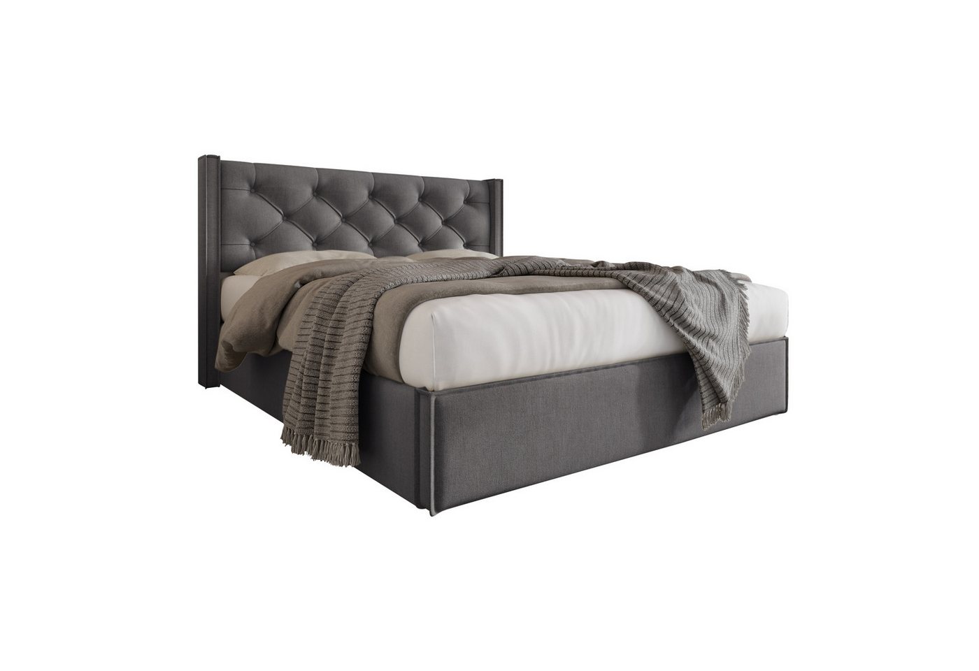OKWISH Polsterbett Hydraulisches (Bett mit Lattenrost aus Metallrahmen, Modernes Bettgestell, Grau 160 x 200 cm Inklusive-Matratze), 0 von OKWISH