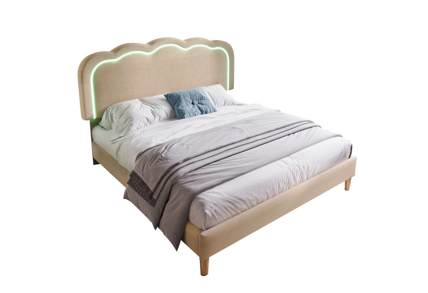 OKWISH Polsterbett Jugendbett (mit Kopfteil in Blumenform und Lattenrost, 1-tlg., 140 x 200 cm Ohne Matratze), Hautfreundlichem Samtstoff von OKWISH