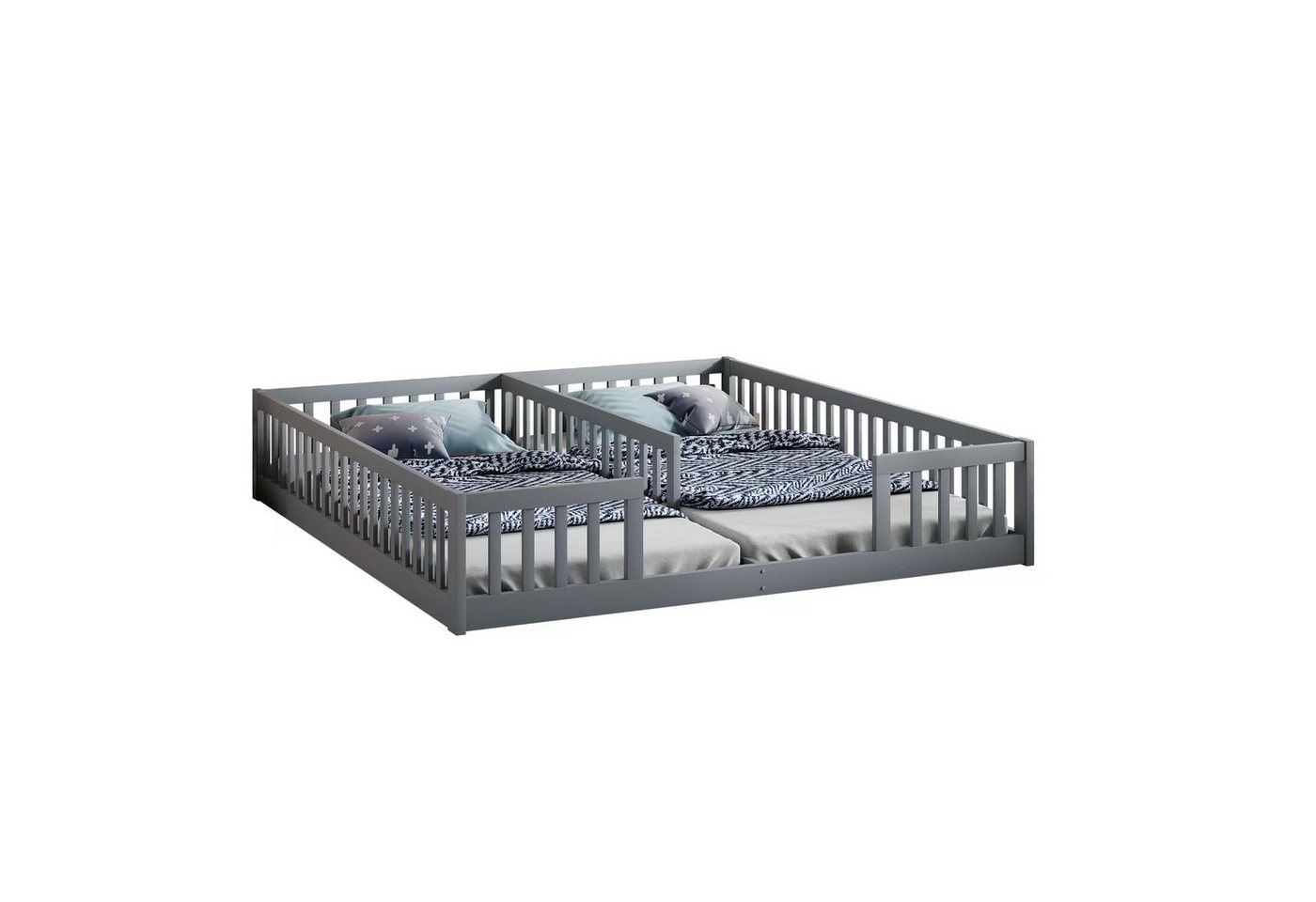 OKWISH Polsterbett Kinderbett,Doppelbett (Kinderbett,für Kinder Mit Geländer & Lattenrost, 90 x 200 cm), ohne Matratze von OKWISH