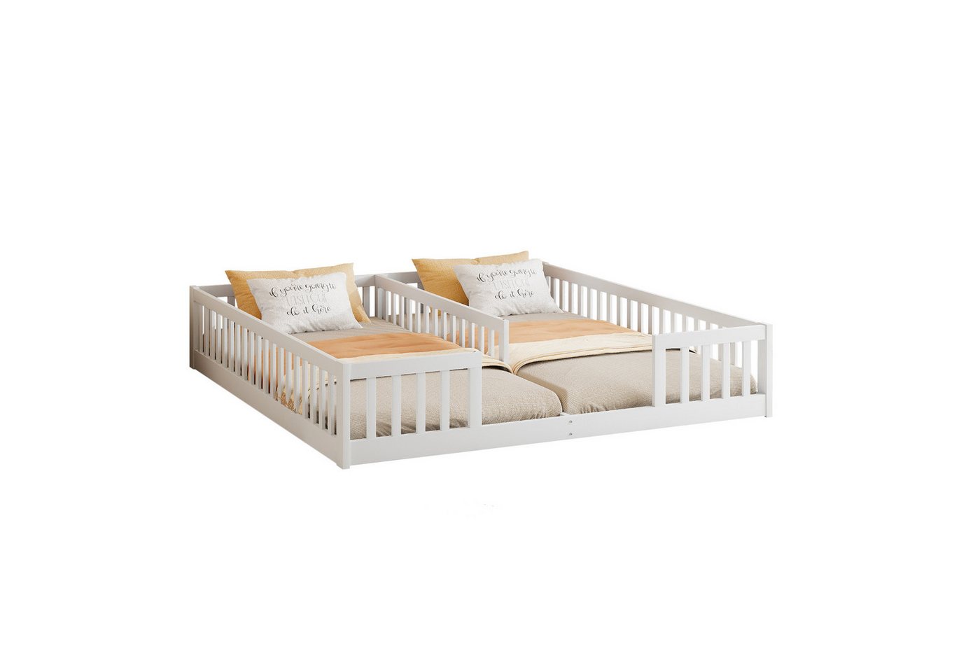 OKWISH Polsterbett Kinderbett,Doppelbett (Polsterbett für Kinder mit Sicherheitsgitter, ideal für 2 Kinder – ohne Lattenrost, 90 x 200 cm), ohne Matratze von OKWISH