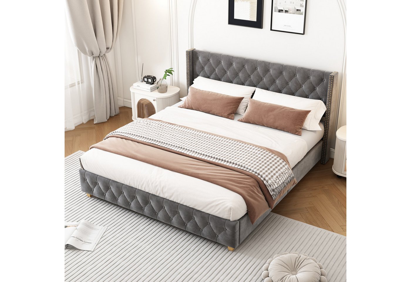 OKWISH Polsterbett Nietenpolsterung, Knopfpolsterung, (2-tlg., 180 x 200 cm), mit Lattenrost und Kopfteil, mit Matratze von OKWISH