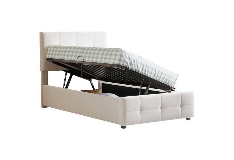 OKWISH Polsterbett Stauraumbett Kinderbett Doppelbett Gästebett (mit hydraulischem Stauraum und verstellbarem Kopfteil, 90 x 200 cm), ohne Matratze von OKWISH