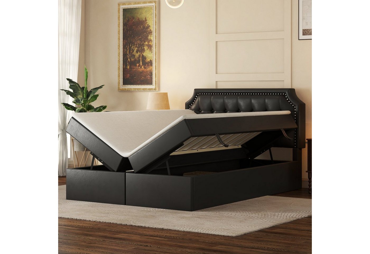 OKWISH Polsterbett hydraulisches Zwei-Wege-Bett, minimalistisches Design (mit Lattenrost aus Metallrahmen, Großer Stauraum, Beidseitig zu öffnen, 140x200cm), ohne Matratze von OKWISH