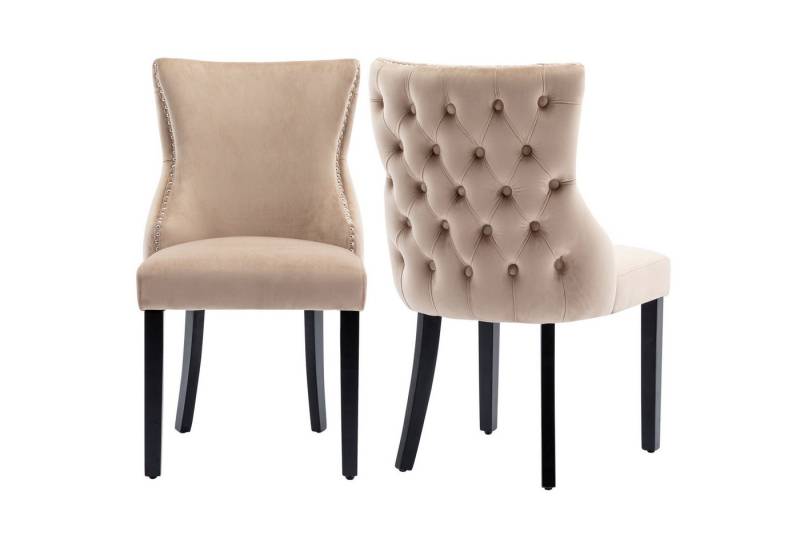 OKWISH Polsterstuhl Esszimmerstuhl Wohnzimmerstuhl Küchenstühle Samt Stuhl Massivholzstuhl (Massivholz,Esszimmerstühle,Set nur Stühle ohne Esstisch,Design-Stuhl, 2 St) von OKWISH