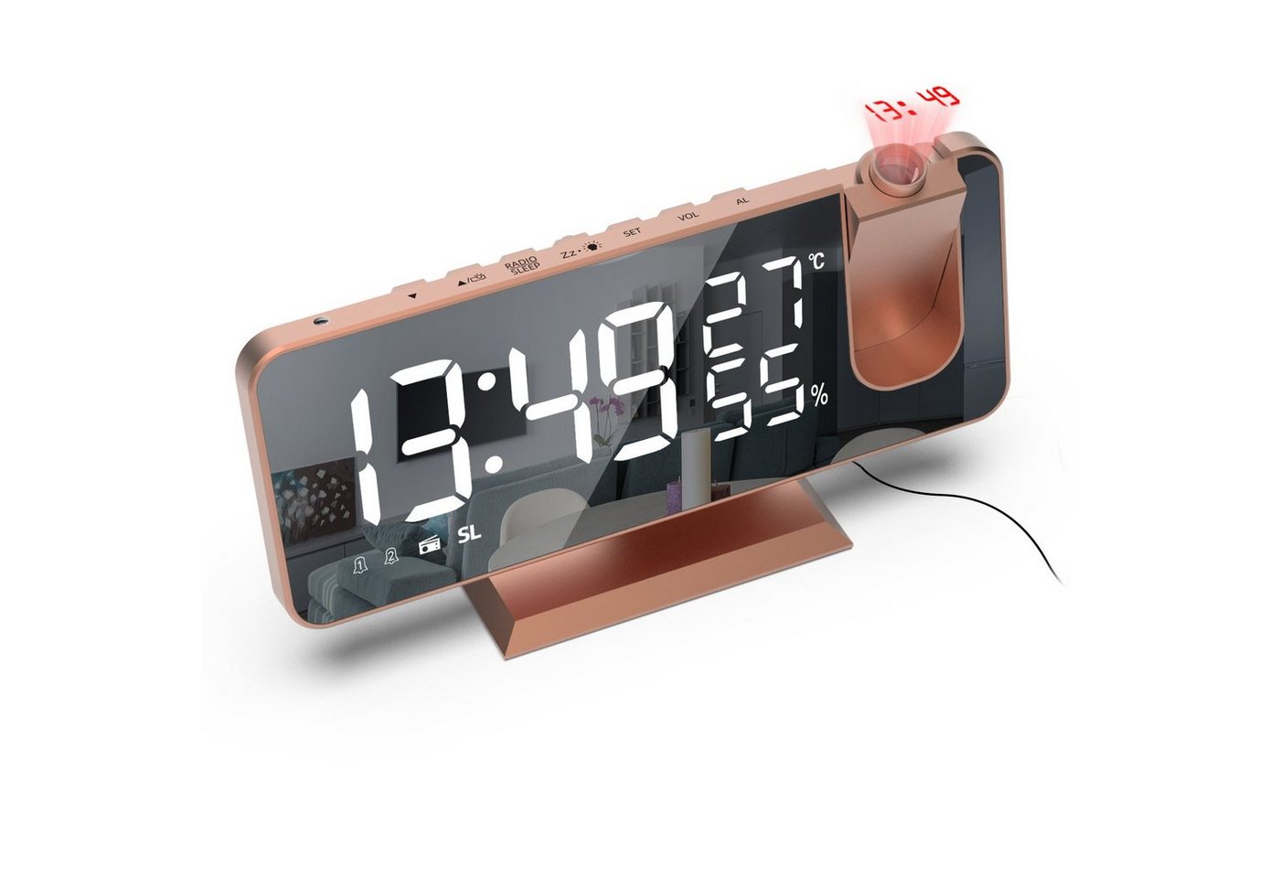 OKWISH Projektionswecker Digital Wecker Radiowecker Digitalwecker Projektion LED Alarm Radio mit Akku Projektion 180 ° Dual-Alarm Temperatur 12/24H USB-Anschluss OKWISH Projektionswecker Digital Wecker Radiowecker Digitalwecker Projektion LED Alarm Radio mit Akku Projektion 180 ° Dual-Alarm Temperatur 12/24H USB-Anschluss von OKWISH