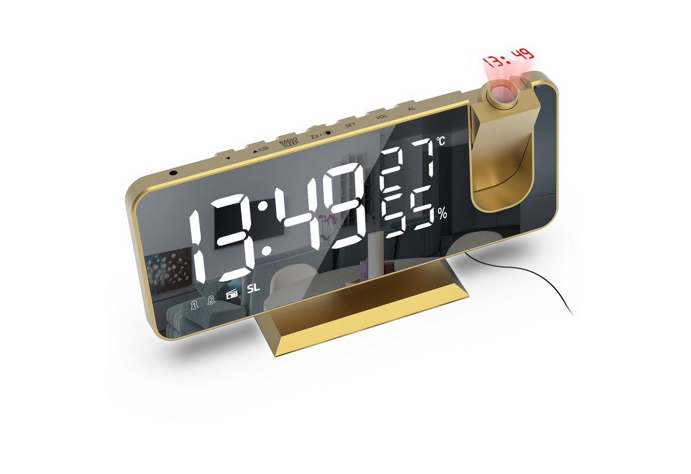 OKWISH Projektionswecker Digital Wecker Radiowecker Digitalwecker Projektion LED Alarm Radio mit Akku Projektion 180 ° Dual-Alarm Temperatur 12/24H USB-Anschluss OKWISH Projektionswecker Digital Wecker Radiowecker Digitalwecker Projektion LED Alarm Radio mit Akku Projektion 180 ° Dual-Alarm Temperatur 12/24H USB-Anschluss von OKWISH