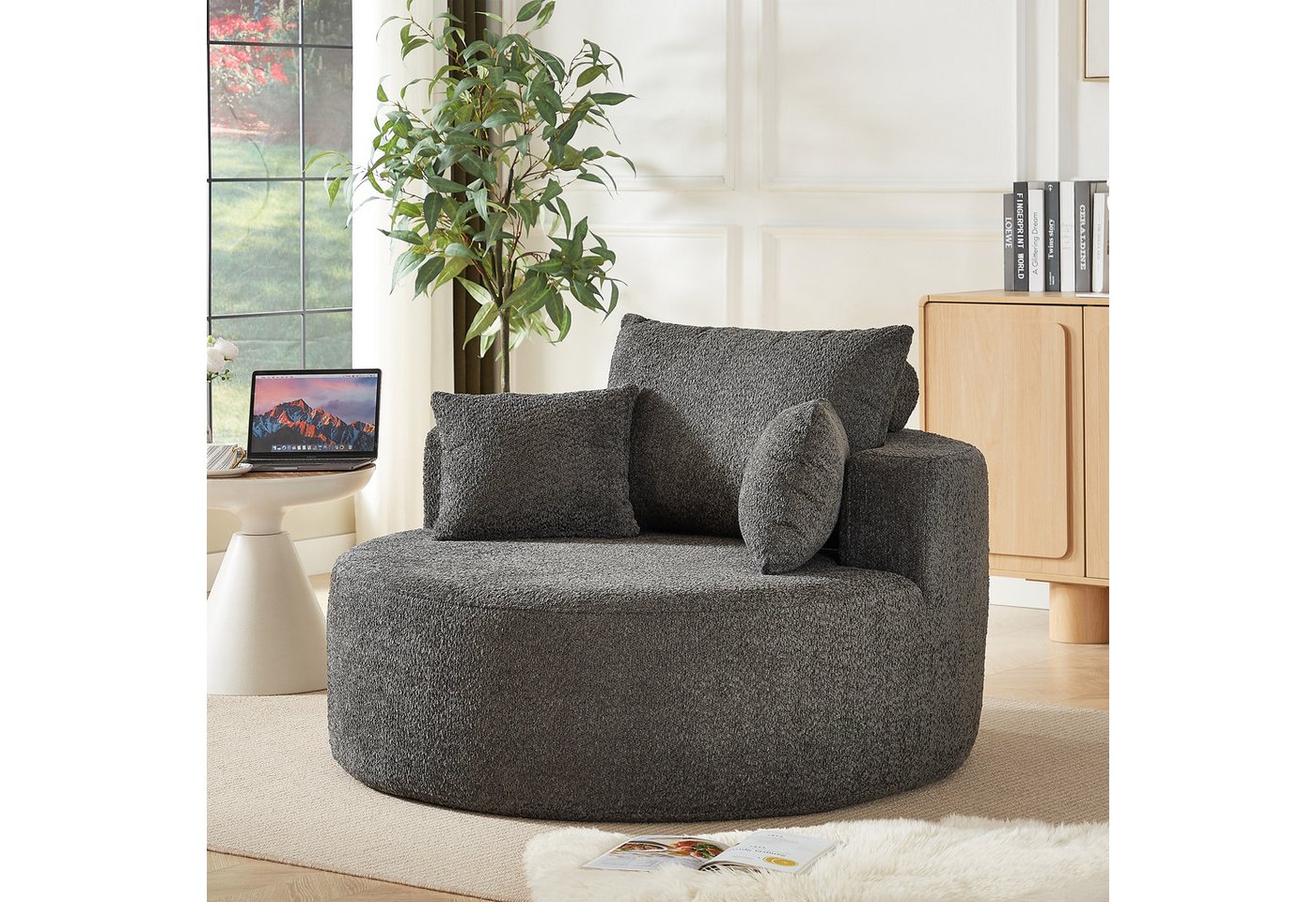 OKWISH Relaxsessel Moderner Schlafsessel mit flauschigem Design (Flauschiger Schlafsessel ohne Montage, 1-St., 127*127*85), mit Relaxfunktion von OKWISH